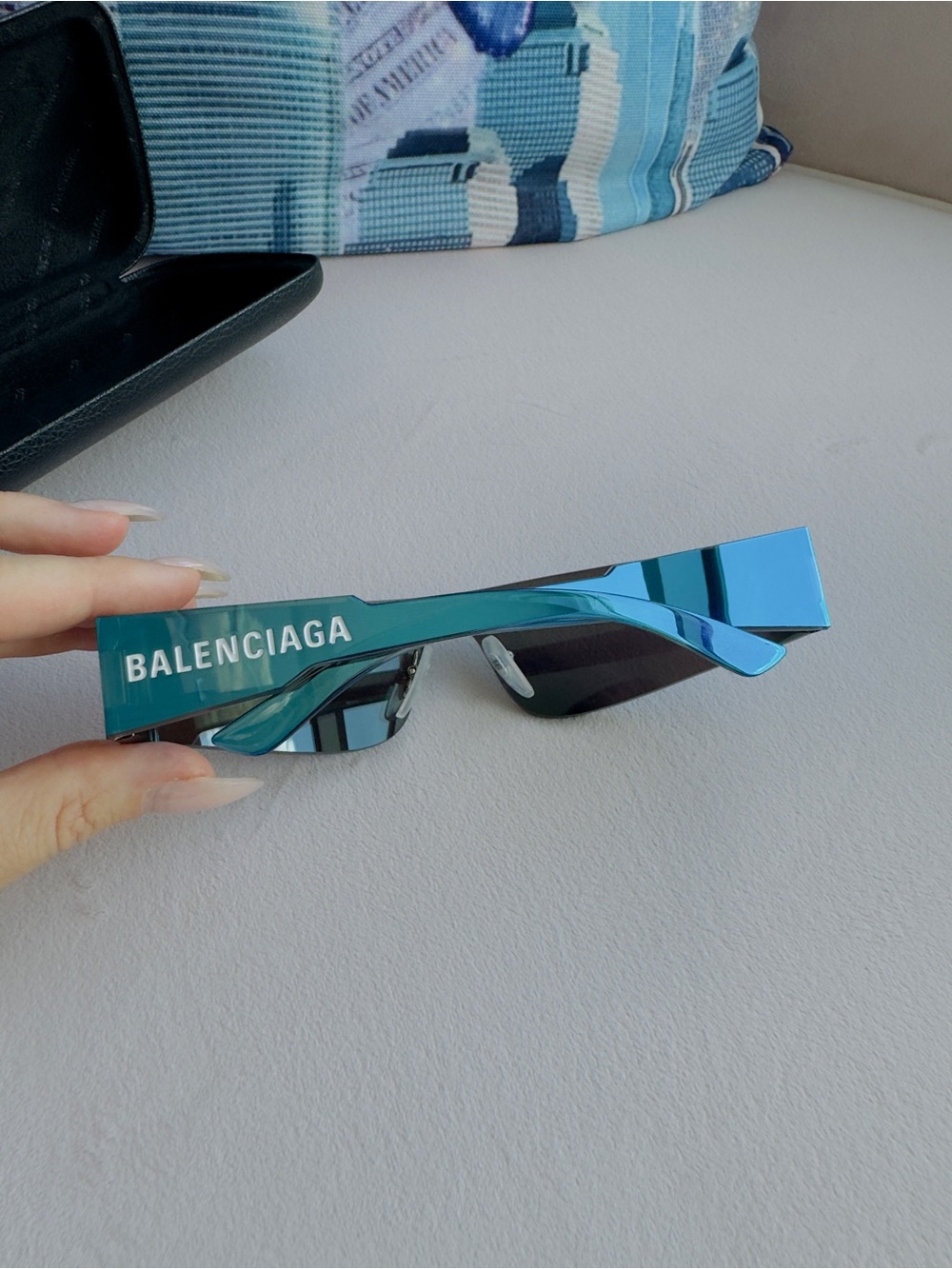 Balenciaga Rimless Shield Sunglasses in Blue - Picture 5 of 5